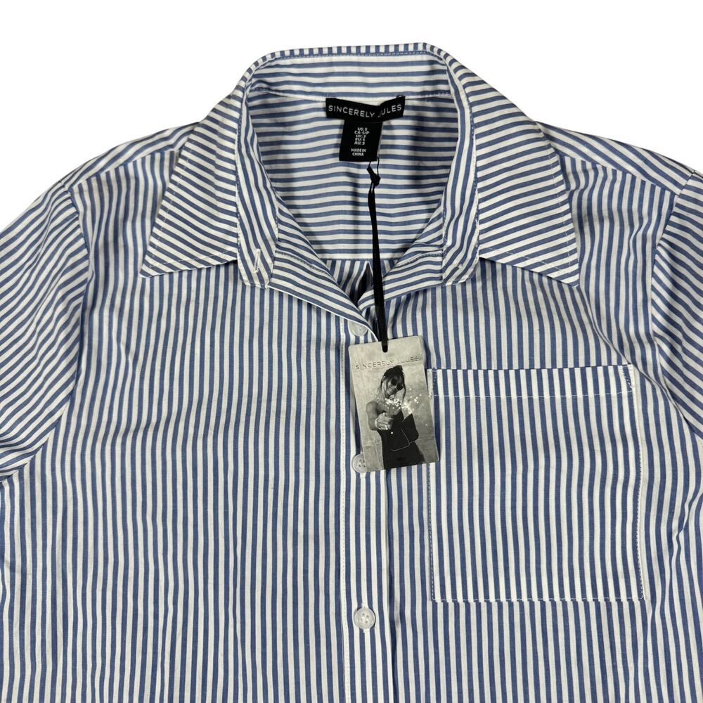 NWT Sincerely Jules Striped Button Down Shirt Cotton Menswear Style - Size Small - Picture 5 of 10